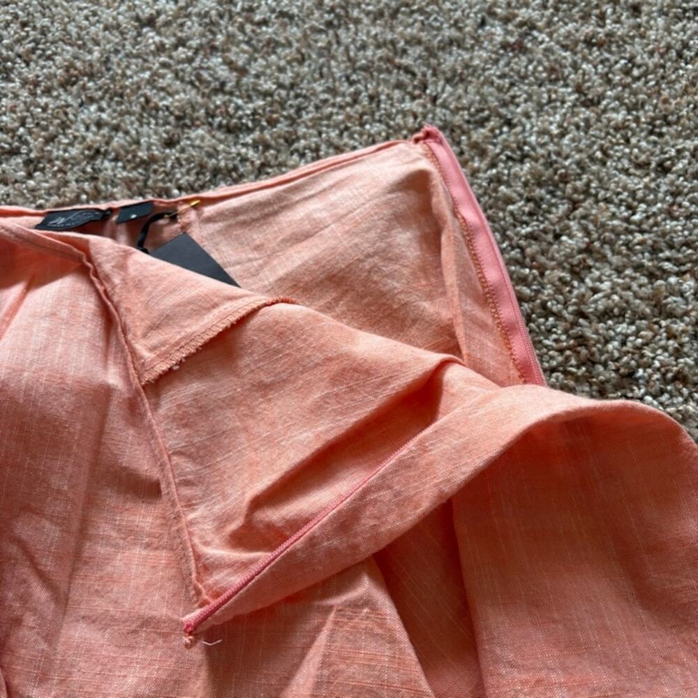 NWT Wulfka A-line Pleated Coral Skirt Cotton/Linen Blend sz S Indie Minimalist - Picture 3 of 6